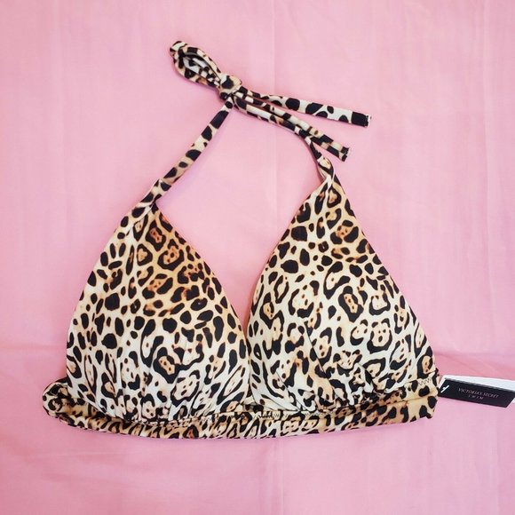 Victoria's Secret Push Up Triangle Swim Top Medium M Bikini Top Leopard - Picture 4 of 6